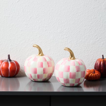 Classic Bubblegum Check Mini Pumpkin Set of 2