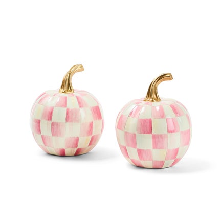Classic Bubblegum Check Mini Pumpkin Set of 2