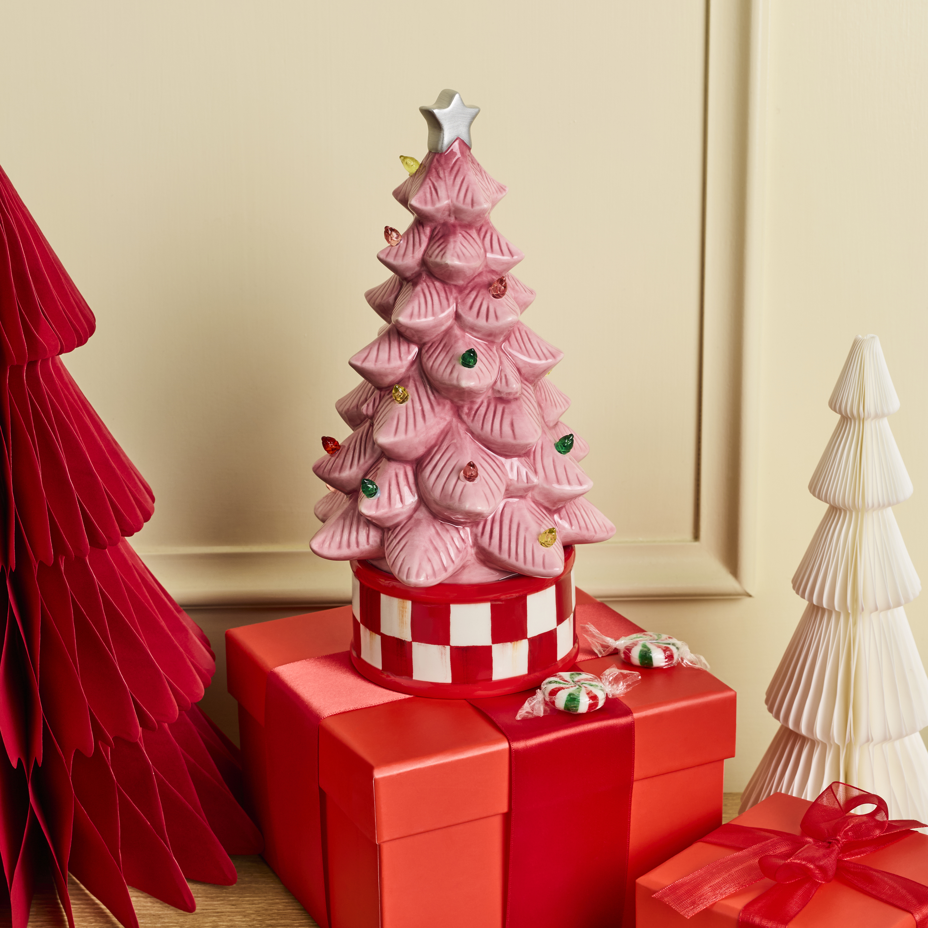 MacKenzie-Childs | Pink Illuminated Ceramic Retro Tree