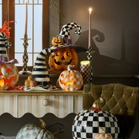 Orange Check Small Illuminated Jack O'Lantern