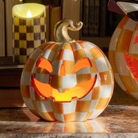 Orange Check Small Illuminated Jack O'Lantern