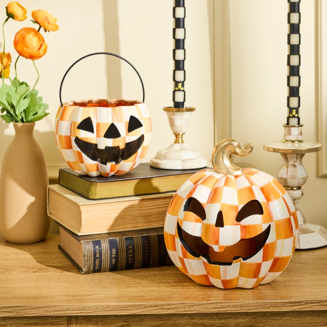 Orange Check Small Illuminated Jack O'Lantern image number 1