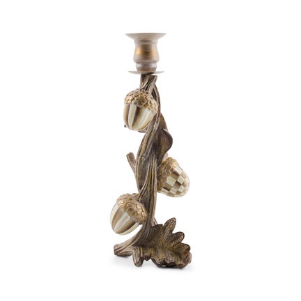 Mocha Check Acorn Candle Holder