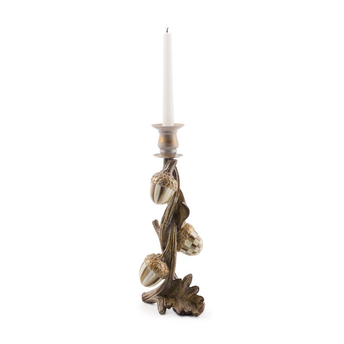 Mocha Check Acorn Candle Holder image number 0