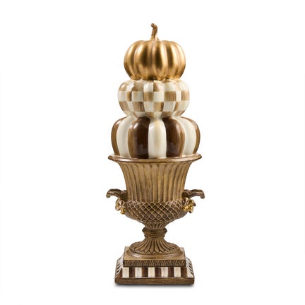 Tabletop Stacked Pumpkins in Urn