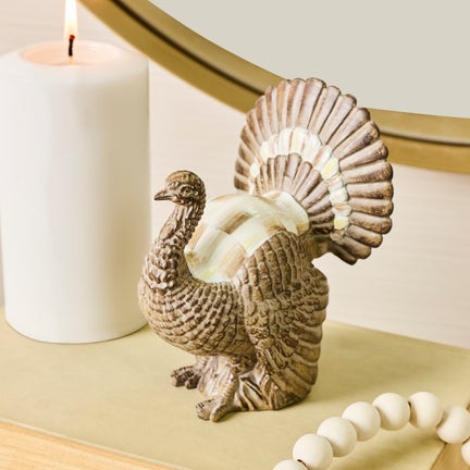 Mocha Check Mini Turkey Figurine