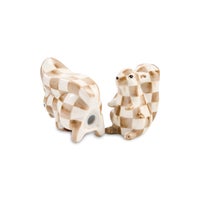 Mocha Check Squirrel Salt & Pepper Set