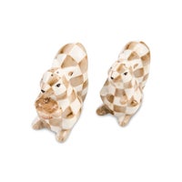 Mocha Check Squirrel Salt & Pepper Set