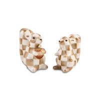 Mocha Check Squirrel Salt & Pepper Set