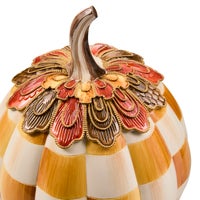 Harvest Glow Amber Check Pumpkin