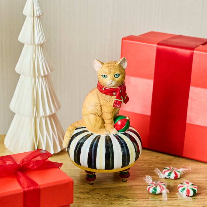 Holiday Cat on Tuffet Figurine image number 1