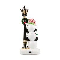 Illuminated Snowman Lamppost Figurine