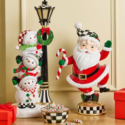 Illuminated Snowman Lamppost Figurine