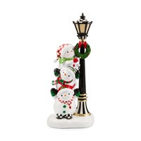 Illuminated Snowman Lamppost Figurine