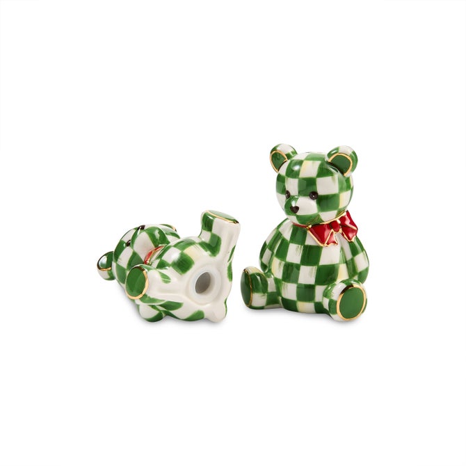 Emerald Check Holiday Bear Salt & Pepper Set image number 2