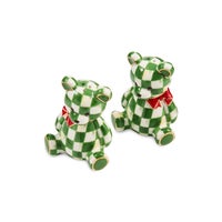 Emerald Check Holiday Bear Salt & Pepper Set