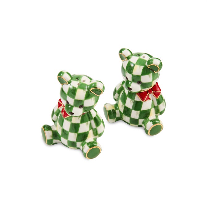 Emerald Check Holiday Bear Salt & Pepper Set image number 3
