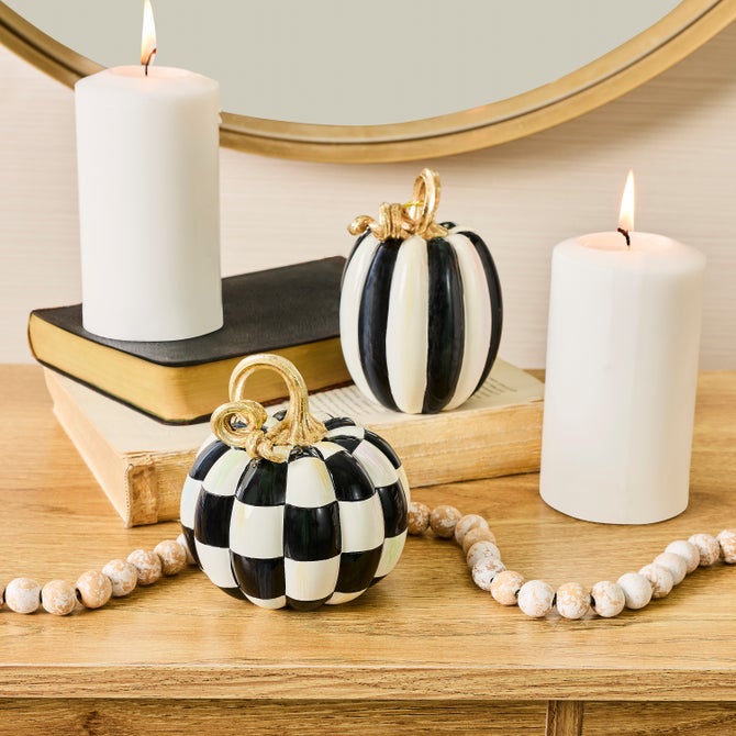 Courtly Check and Stripe Petite Pumpkins, Set of 2 image number 1