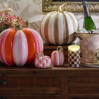 Bubblegum Check and Stripe Petite Pumpkins, Set of 2