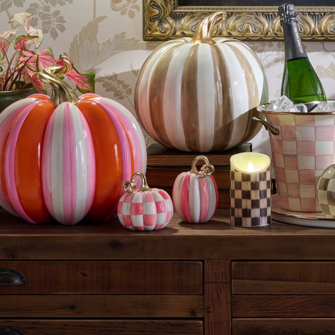 Bubblegum Check and Stripe Petite Pumpkins, Set of 2 image number 3