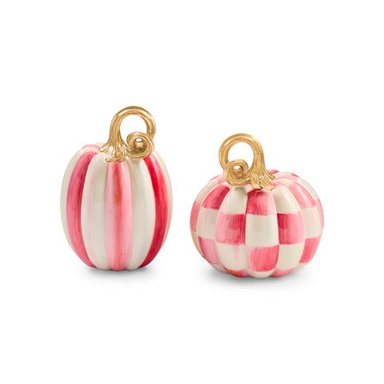 Bubblegum Check and Stripe Petite Pumpkins, Set of 2