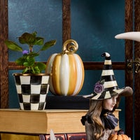 Orange Check and Stripe Petite Pumpkins, Set of 2
