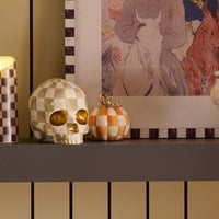 Orange Check and Stripe Petite Pumpkins, Set of 2