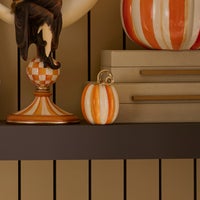 Orange Check and Stripe Petite Pumpkins, Set of 2