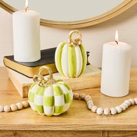 Moss Check and Stripe Petite Pumpkins, Set of 2