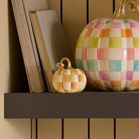 Amber Check and Stripe Petite Pumpkins, Set of 2