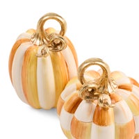 Amber Check and Stripe Petite Pumpkins, Set of 2