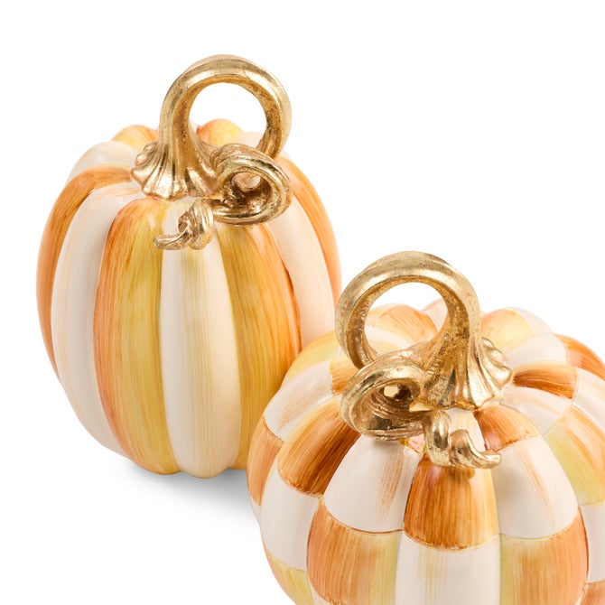 Amber Check and Stripe Petite Pumpkins, Set of 2 image number 2