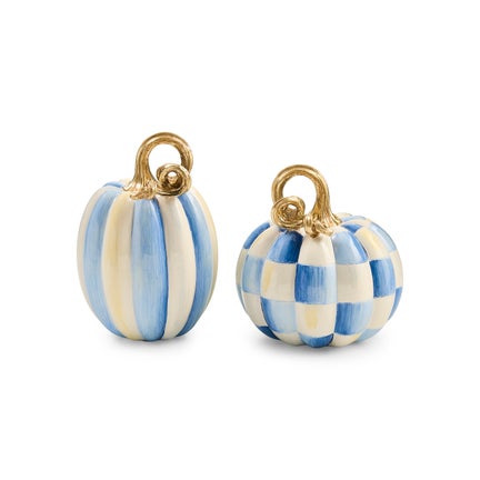 Royal Check and Stripe Petite Pumpkins, Set of 2