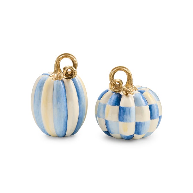Royal Check and Stripe Petite Pumpkins, Set of 2 image number 0