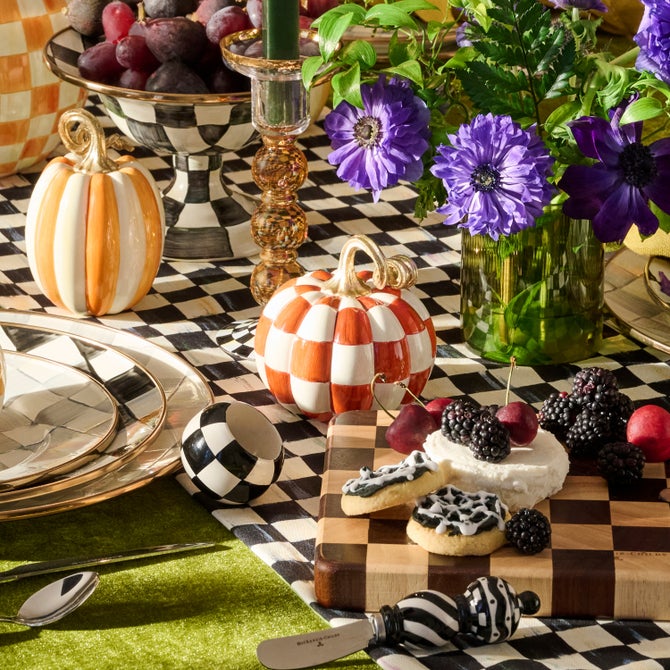 Paprika Check and Stripe Petite Pumpkins, Set of 2 image number 3