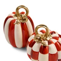 Paprika Check and Stripe Petite Pumpkins, Set of 2