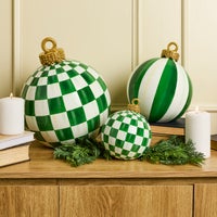 Green Check Large Tabletop Ornament