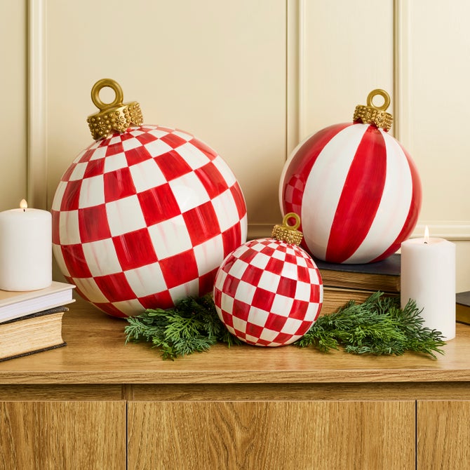 Red Stripe Medium Tabletop Ornament image number 1