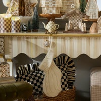 Mocha Check Teapot Stocking Holder