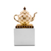 Mocha Check Teapot Stocking Holder