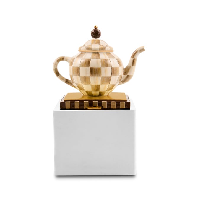 Mocha Check Teapot Stocking Holder image number 2