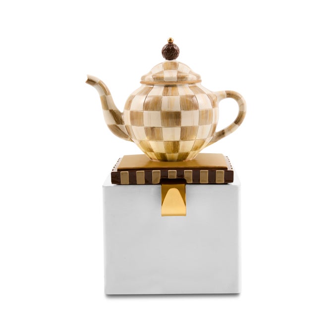 Mocha Check Teapot Stocking Holder image number 0