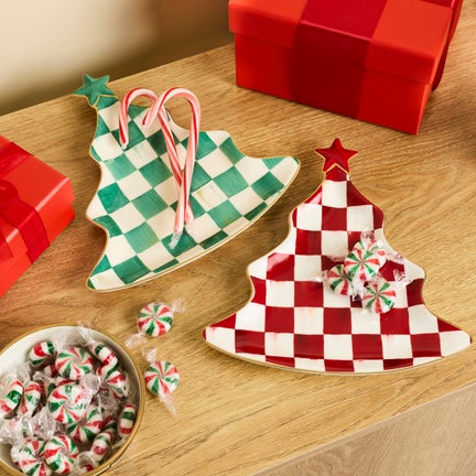 Cherry Check Tree Trinket Tray