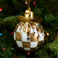Lainey Wilson Gold Check Cowgirl Hat Ornament