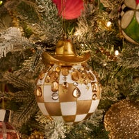 Lainey Wilson Gold Check Cowgirl Hat Ornament