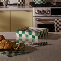 Emerald Check Cocktail Napkin Holder