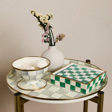Emerald Check Cocktail Napkin Holder