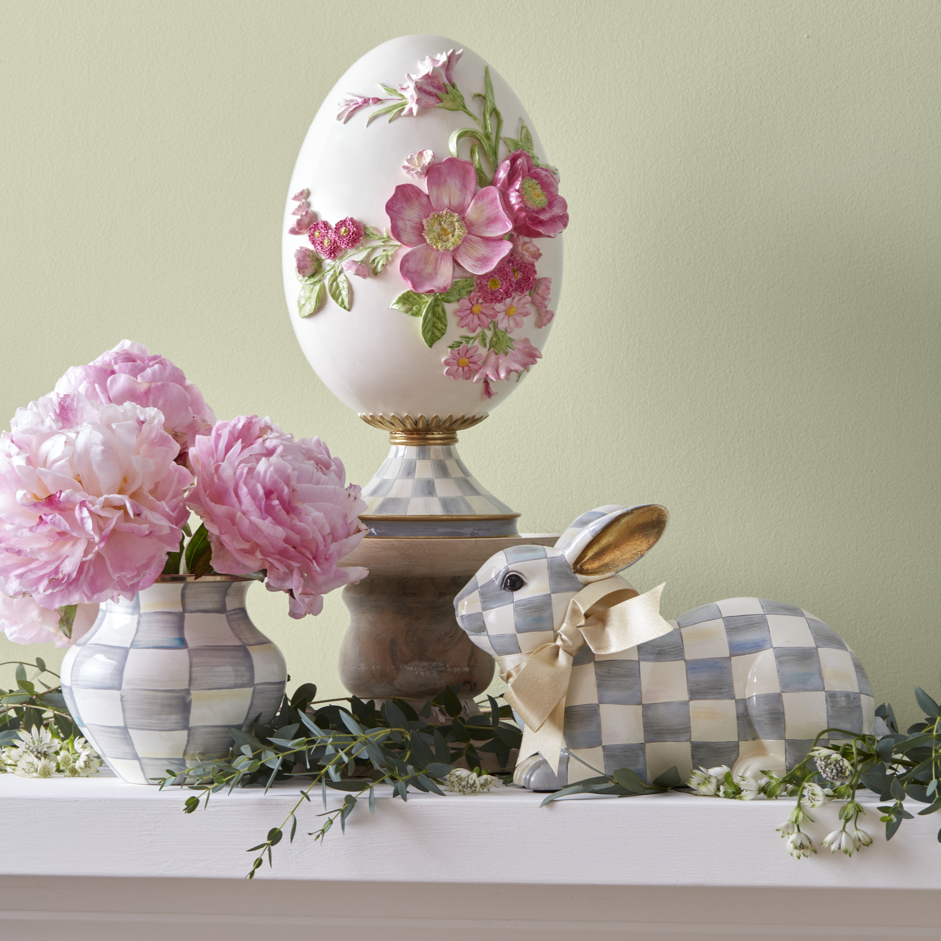 MacKenzie-Childs | Sterling Check Resting Bunny