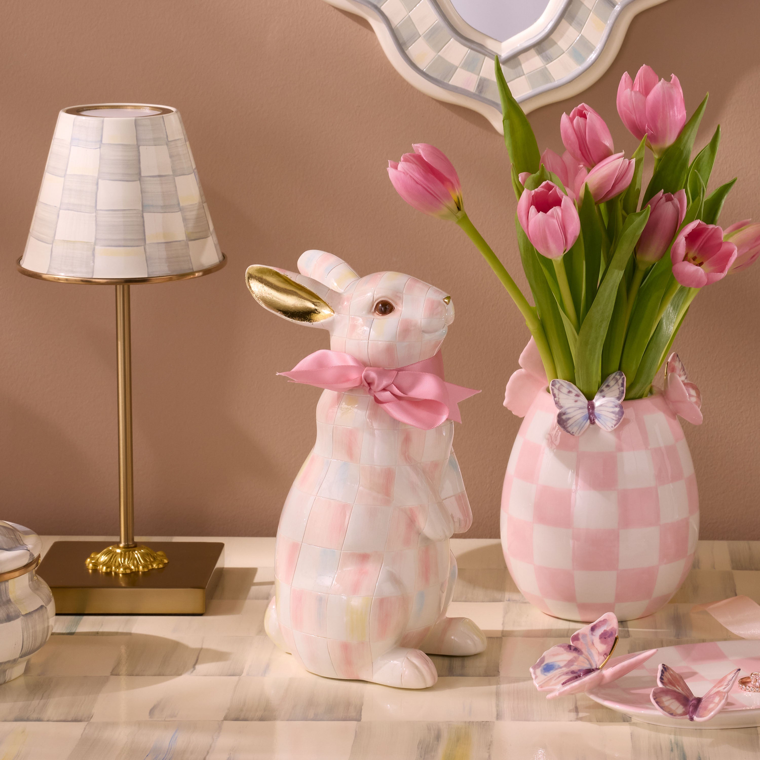 MacKenzie-Childs | Rosy Check Standing Bunny