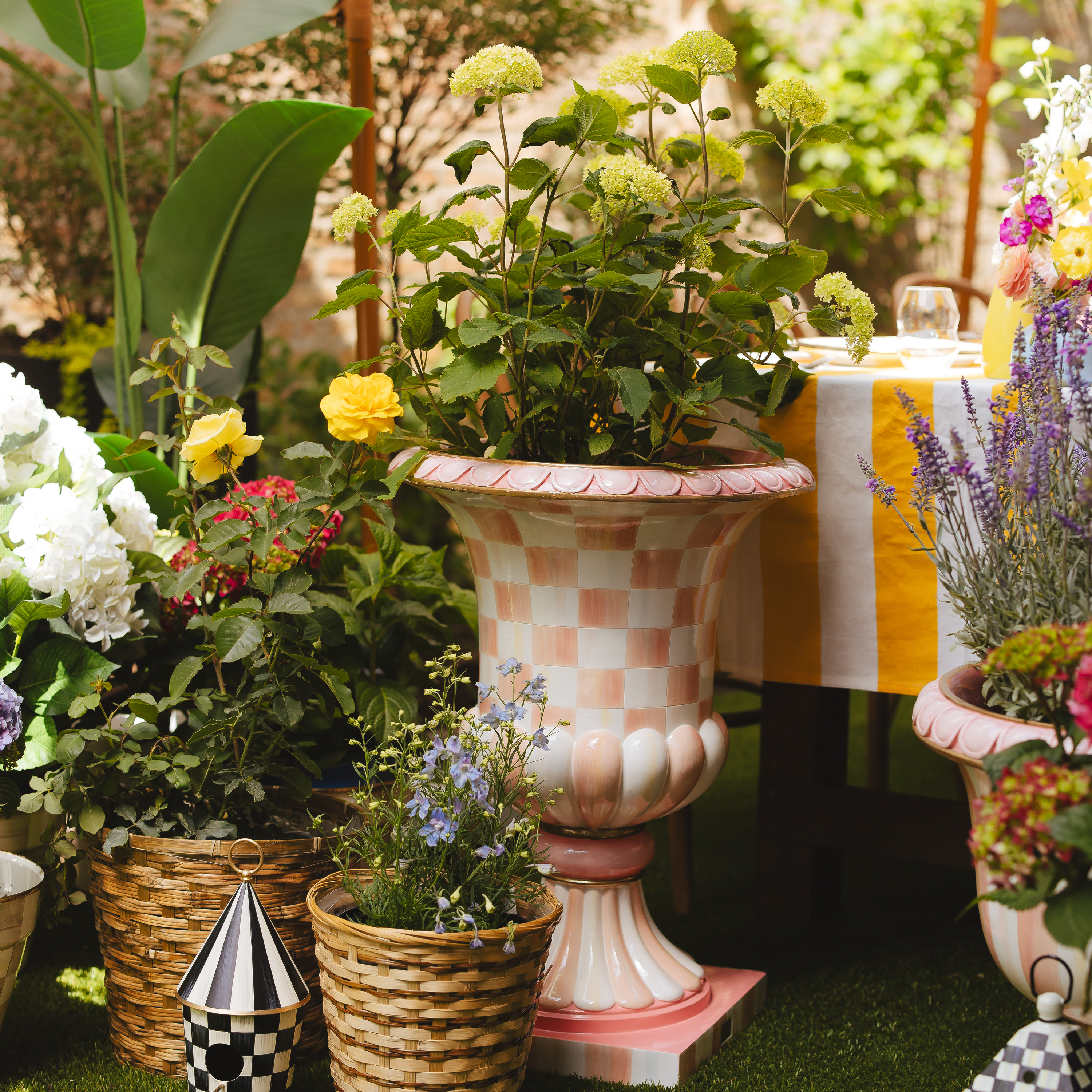 MacKenzie-Childs | Rosy Check Pedestal Urn